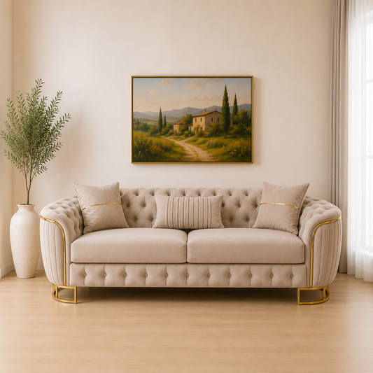 Citron 3 Seater Sofa in Velvet Fabric