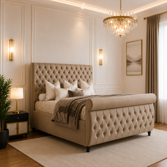 Nampi Chesterfield Sleigh Bed Frame