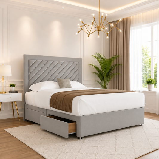 Morris Divan Bed With Diagonal Lines
