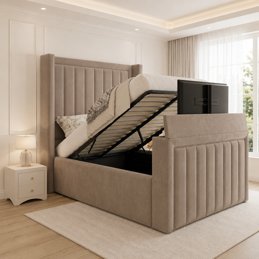 Eva Winged Panel TV Bed Frame
