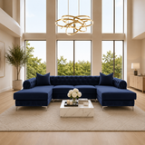 Crystal Luxury U Shape Sofa in Plush Velvet
