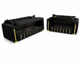 Salvy Panel Style Luxury 3+2 Seater Sofa with Golden Trims & Storage Option