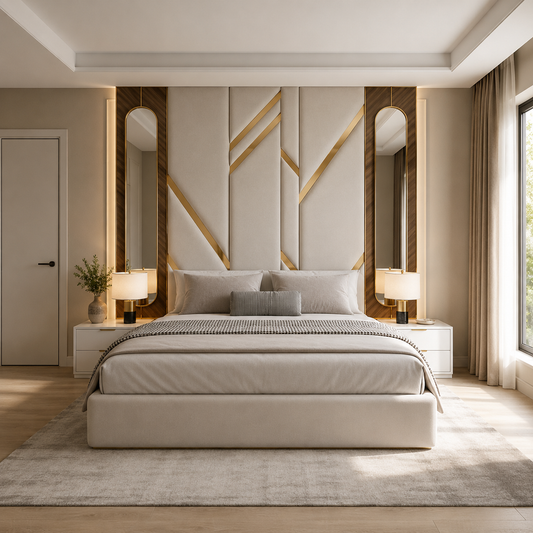 Santa Art Deco High Headboard Bed Frame