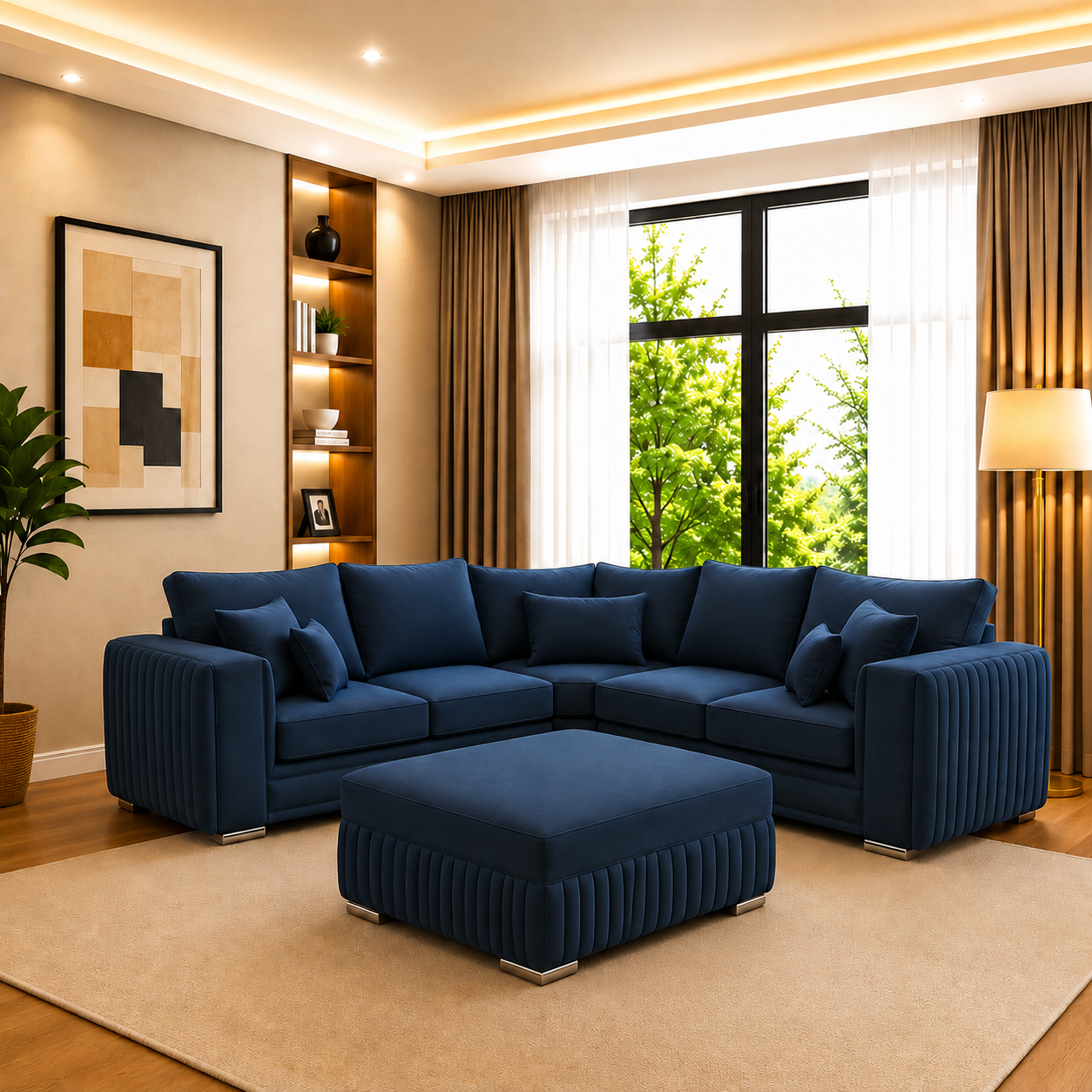 Elon Linestyle Sofa With Footstool