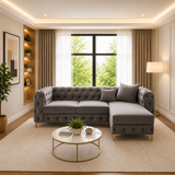 Irena Grey Chesterfield Sofa With Left Cand Chaise
