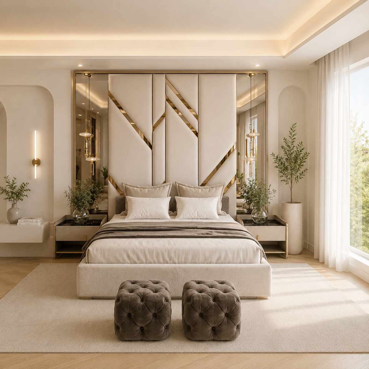 Risen Art Deco Luxury Bed Frame With High Headboard