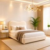Jupitor Luxury Upholstered Bed Frame With Curved Headboard