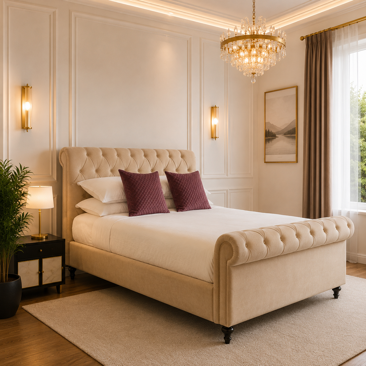 Madrid Luxury Sleigh Bed Frame