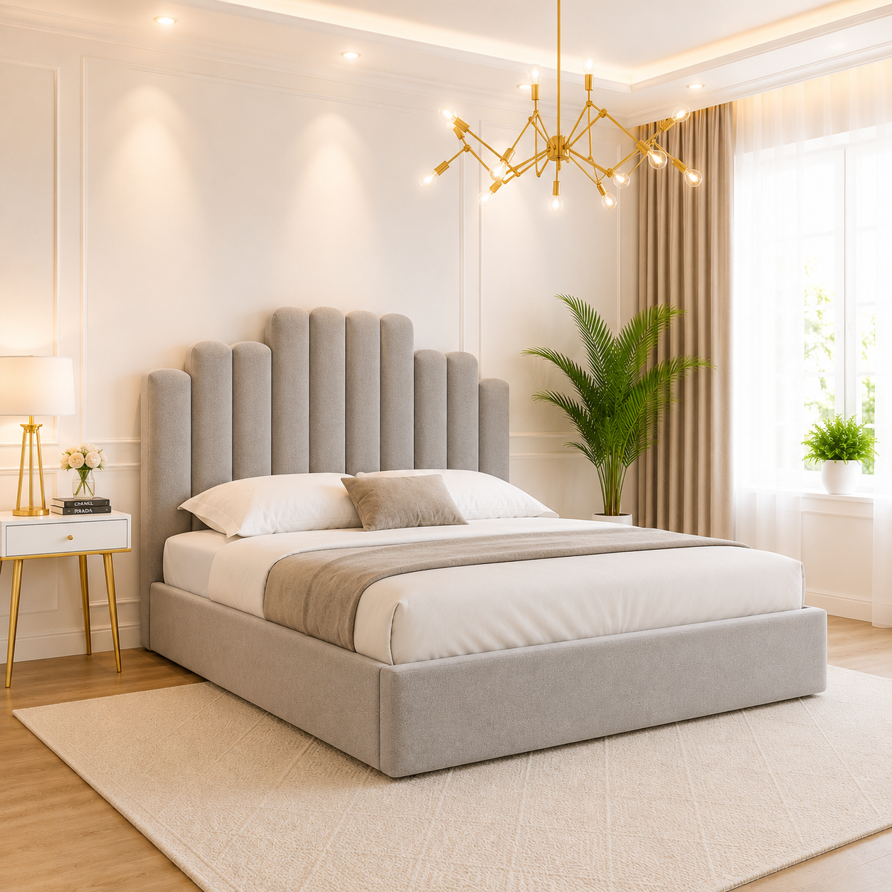 Kerry Steps Panel Upholstered Bed Frame