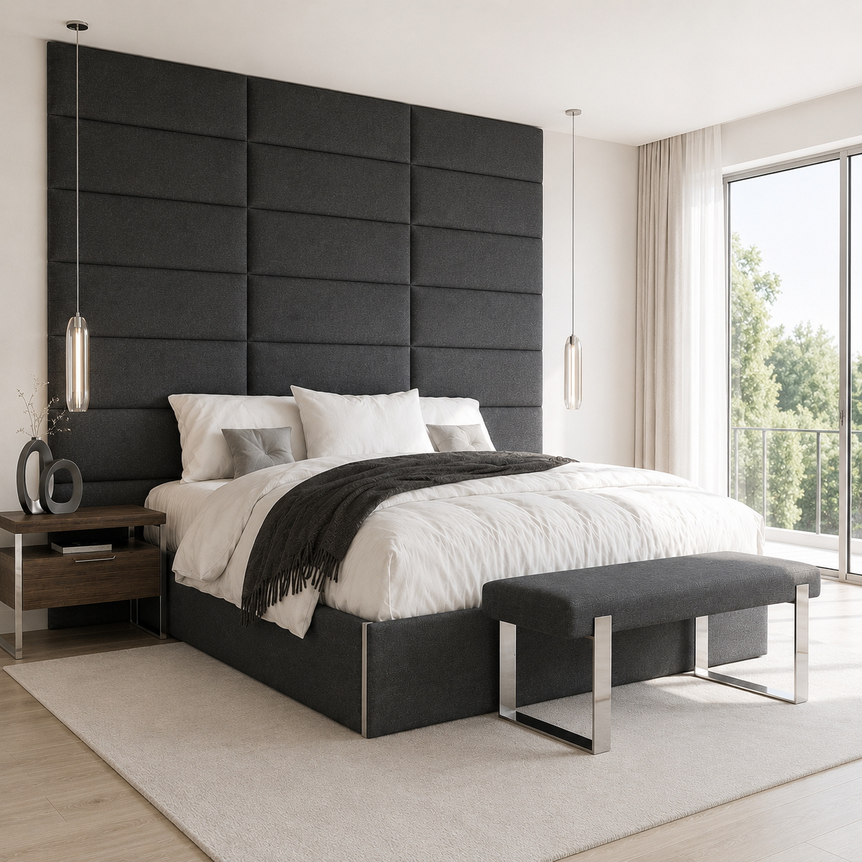 Darson Luxury Upholstered Wide Headboard Bed