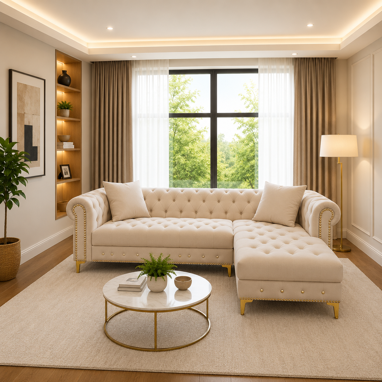 Molty Chesterfield L Shape Sofa with Left Hand Chaise