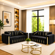 Salvy Panel Style Luxury 3+2 Seater Sofa with Golden Trims & Storage Option