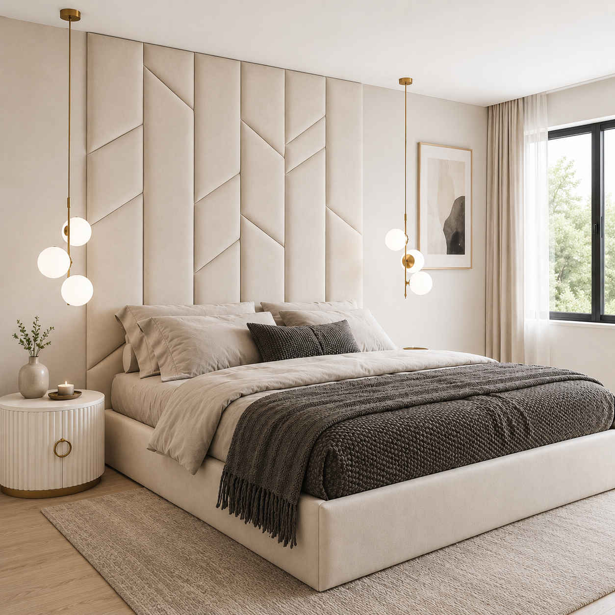 Marco Upholstered Art Deco High Headboard Bed Frame