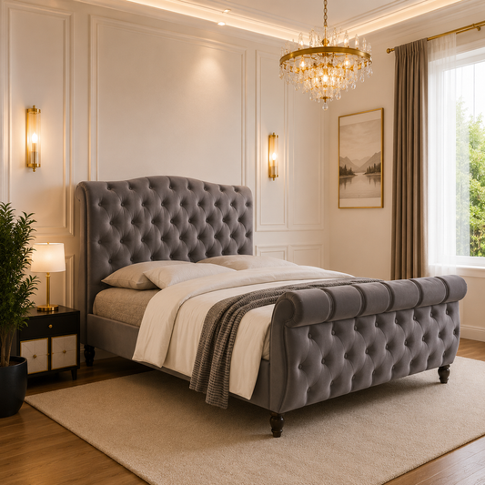 Amal Luxury Sleigh Bed Frame