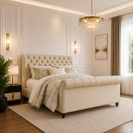 Lustor Chesterfield Sleigh Bed Frame