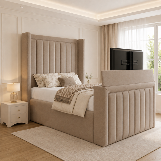 Eva Winged Panel TV Bed Frame