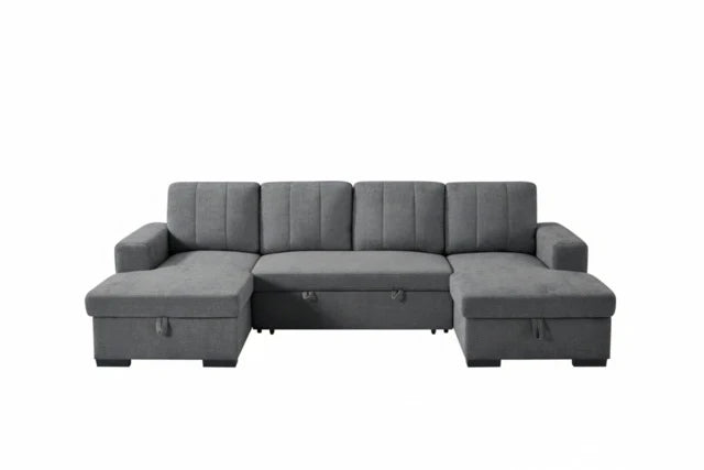 Emara U Shape Sofa Bed in Velvet Fabric