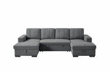 Emara U Shape Sofa Bed in Velvet Fabric