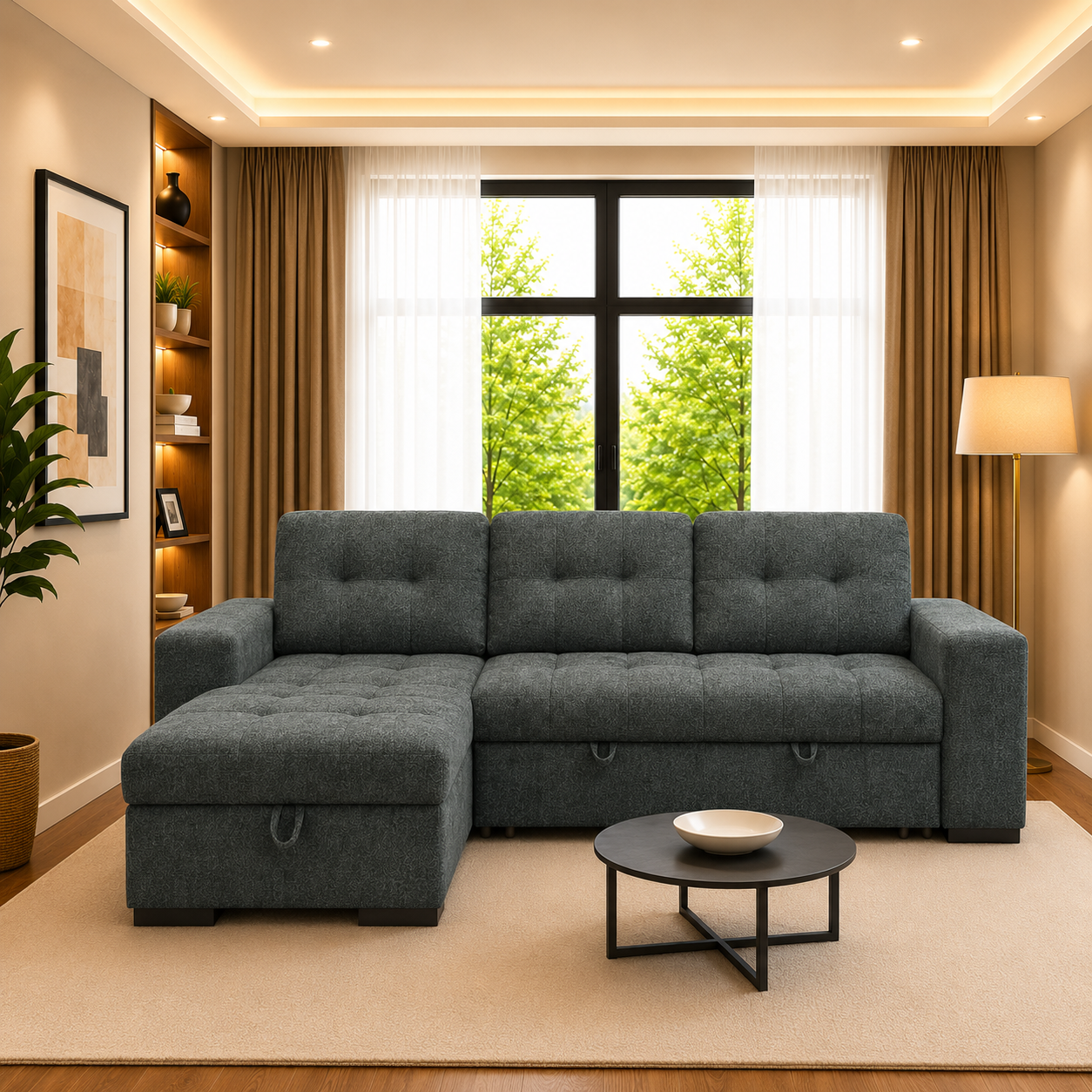 Sharon Luxury L Shape Sofa Bed With Storage