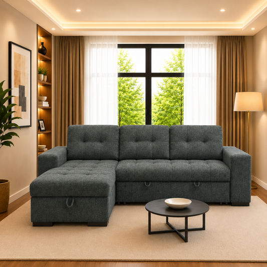 Sharon Luxury L Shape Sofa Bed With Storage