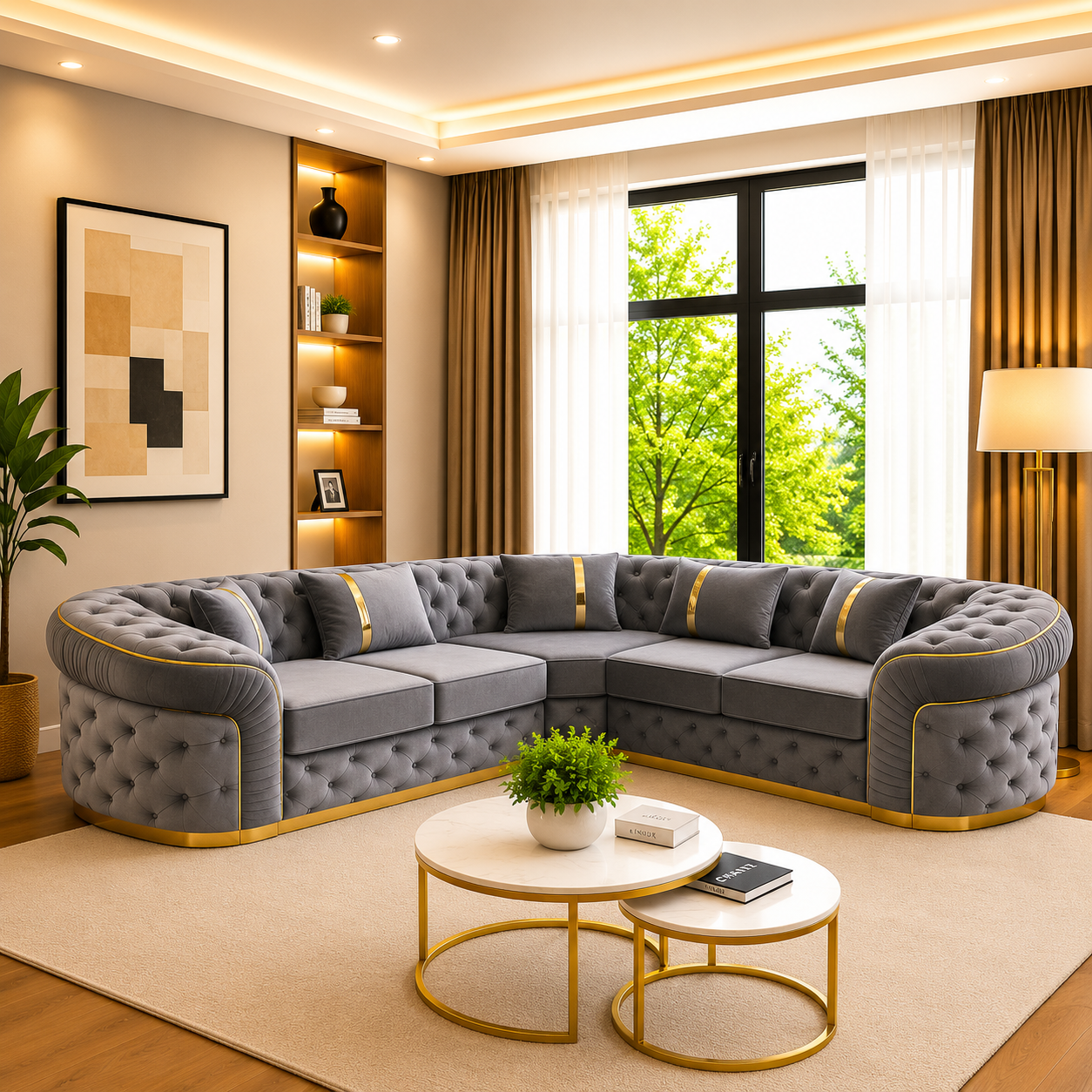 Nelson Chesterfield Ambassador Sofa with Golden Trims