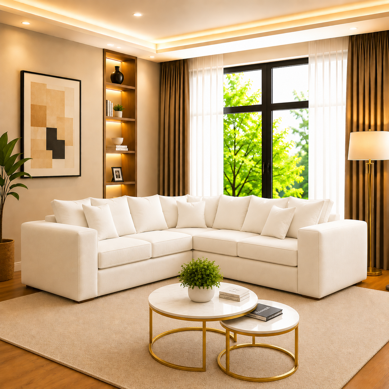Fluffy Luxury Upholstered Corner Sofa