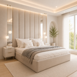Lampi Upholstered Panel Bed Frame with High Headboard