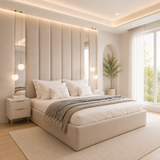 Lampi Upholstered Panel Bed Frame with High Headboard