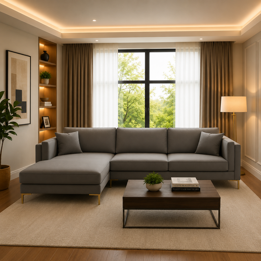 Ratle L shape Luxury Sofa With Golden Legs