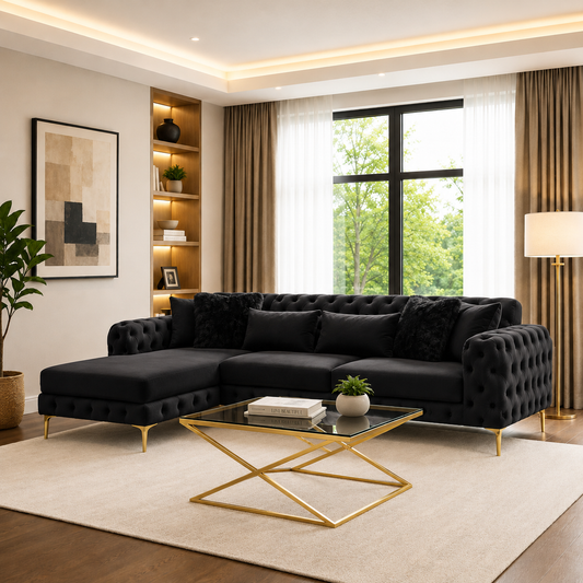 Sportage Luxury L Shape Corner Sofa in Plush Velvet