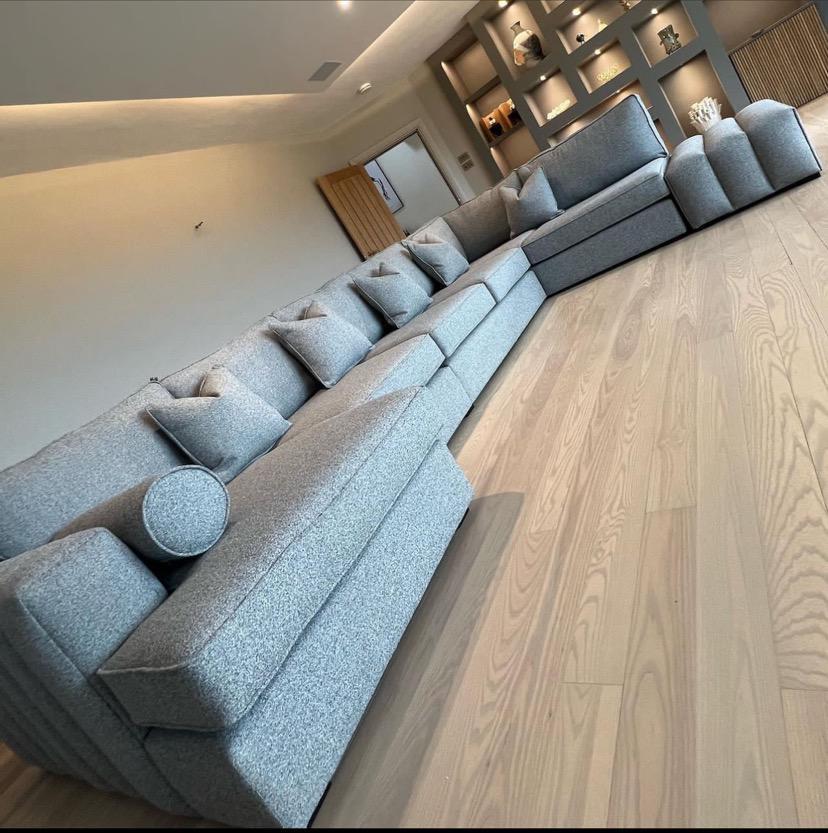 Amal Linear U Shape Fabric Sofa Detachable Footstool