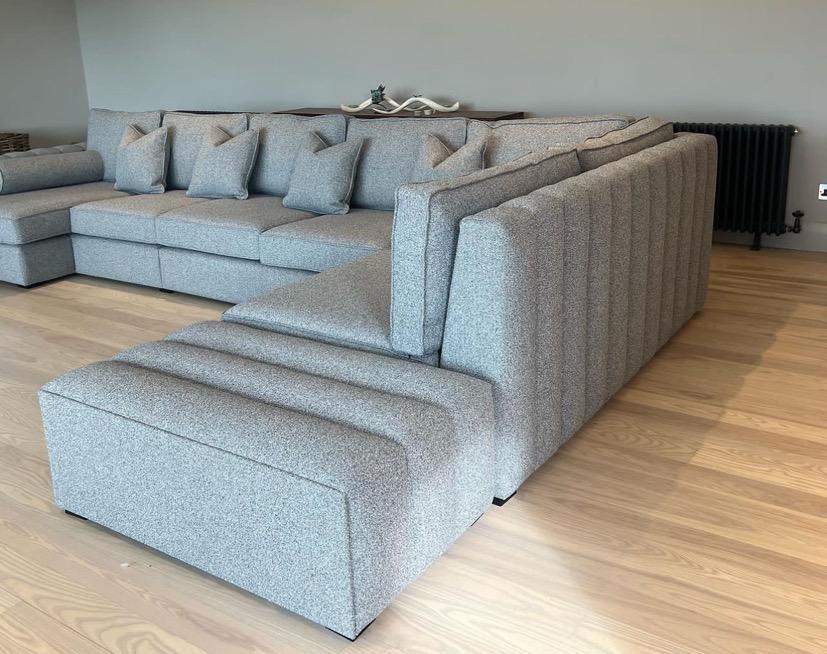 Amal Linear U Shape Fabric Sofa Detachable Footstool