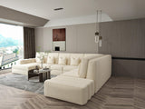 Amal Linear U Shape Fabric Sofa Detachable Footstool